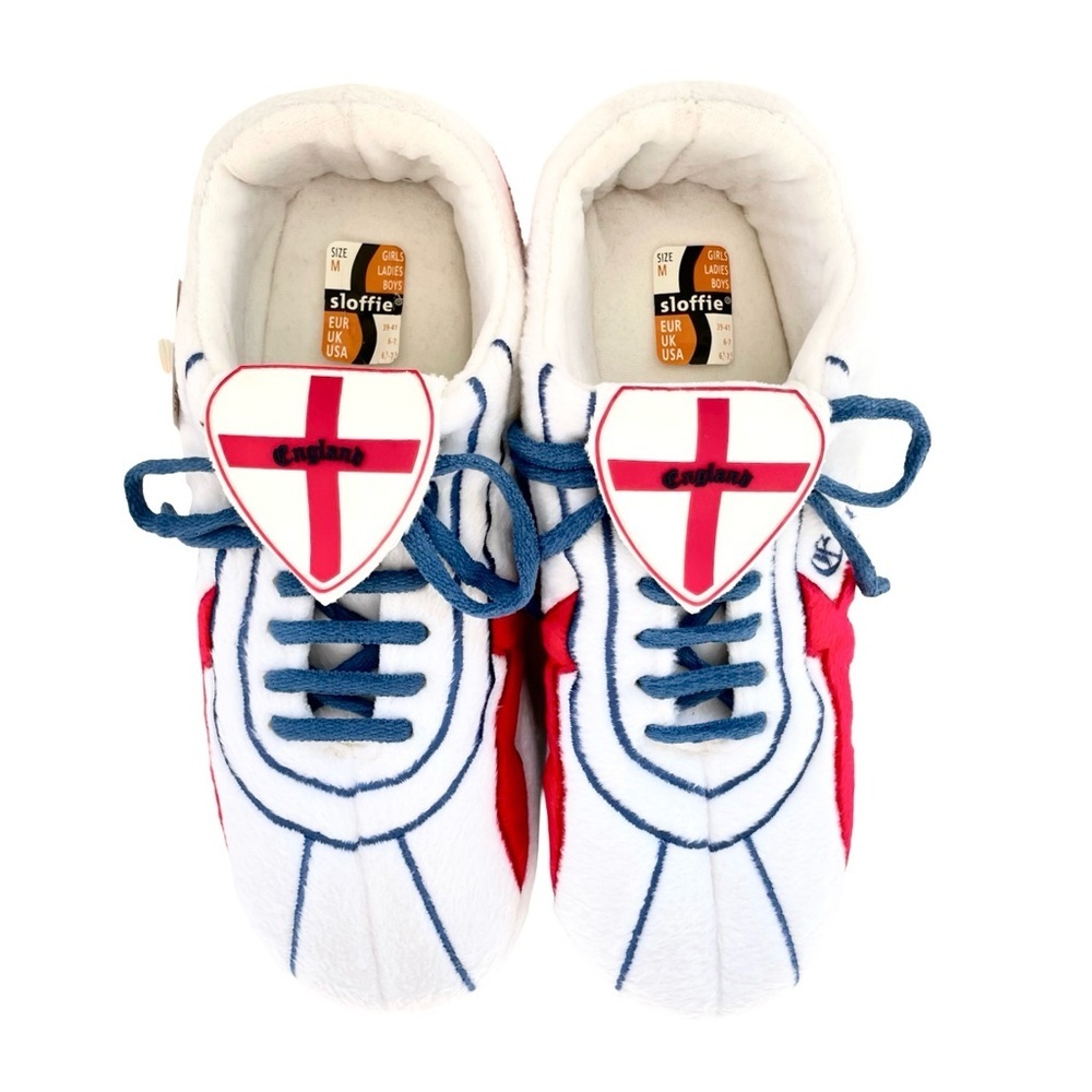 Sloffie Slippers, England FC Soccer, Red/White, Size Medium (US Men’s 6.5-7.5) - Picture 3 of 8